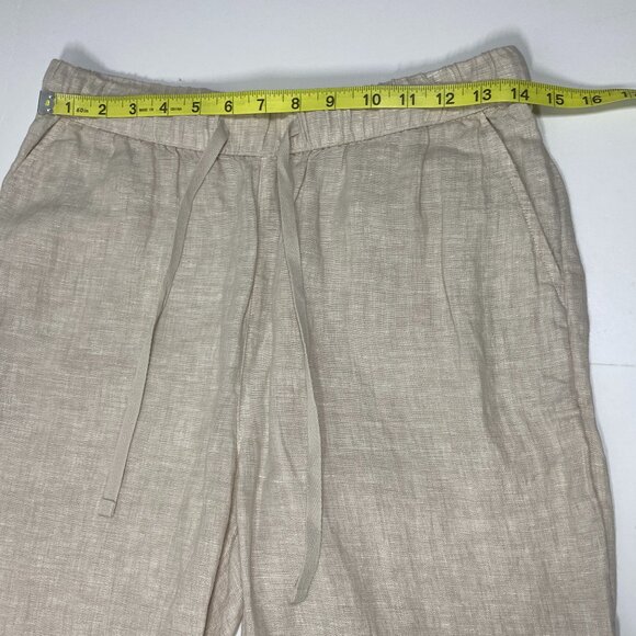 Caslon Tie Waist Taper Linen Pants - Tan Size Small - Picture 6 of 9